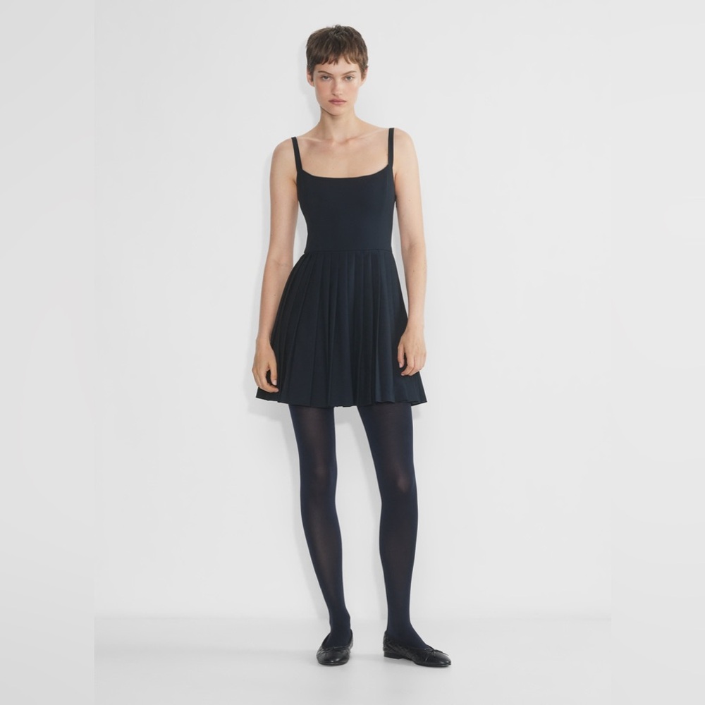 Aritzia Black Pleated Skater Dress
